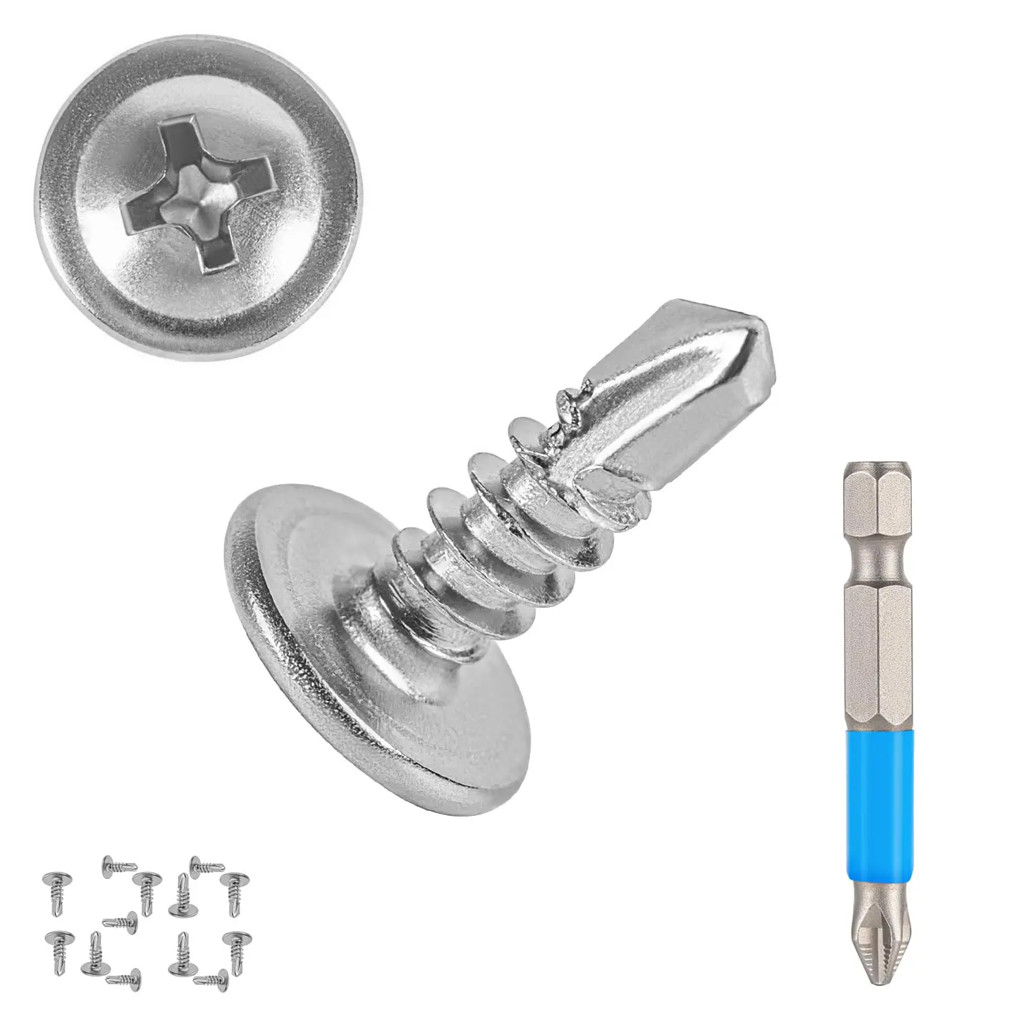 120 count #8 x 1/2'' Sheet Metal Screws 410 Stainless Steel Truss  Fast Self Tapping Screws with  Bit