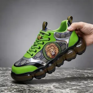Men’s Lion Graphic Chunky Sneakers, 5cm Height Increase Platform Shoes, Fashion Patchwork Lace-Up Running Shoes, Breathable Casual Streetwear Trainers US 7.5-12