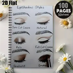 1 Eyeshadow Styles Spiral Notebook, 5.7x8.26 Inch, Makeup Tutorial Guide with 6 Eyeshadow Looks, Perfect for Daily Makeup Practice, Beauty School Notes, Christmas Gift for Makeup Lovers, Birthday Present for Cosmetology Students [2D] Flat