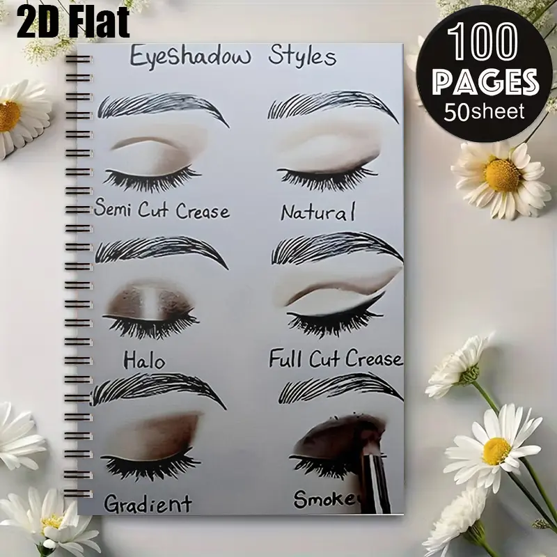 1 Eyeshadow Styles Spiral Notebook, 5.7x8.26 Inch, Makeup Tutorial Guide with 6 Eyeshadow Looks, Perfect for Daily Makeup Practice, Beauty School Notes, Christmas Gift for Makeup Lovers, Birthday Present for Cosmetology Students [2D] Flat