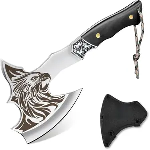 Camping Hatchet, Full Tang Outdoor Axe with Decorative Handle, Durable Forged Blade for Hiking, Bushcraft, and Survival (Eagle)