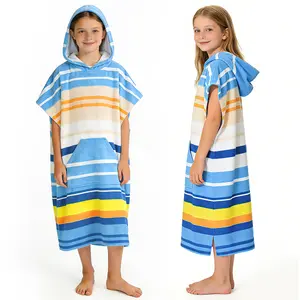 SUN CUBE Kids Towel Changing Swim Robe Surf Poncho, Quick Dry Microfiber Hooded Wearable Blanket for Boys Girls 8-12 Years