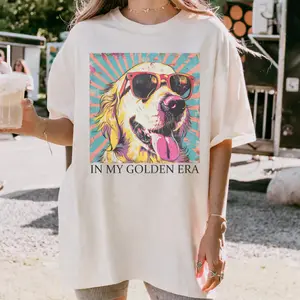 In My Golden Retriever 70s Era Shirt, Goldie Dog Mom T-shirt, Retro Dad Mama Tshirt, Gift for Dog Lover, Eras Tour Gift