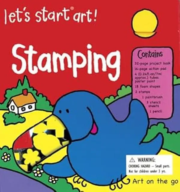 Let's Start Art! Stamping Kit Book - Literature & Art Category Item for Budding Artists, Safe Materials, Colorful Introduction to Stamping with Timothy the Toucan, Exciting Lessons, Illustrated Book, 15 Projects