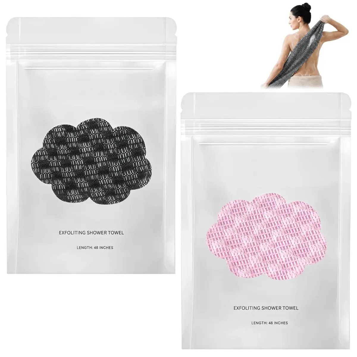 2-in-1 Premium Exfoliating Shower Towel - Dual-Sided Scrub Cloth for Body, Deep Cleansing Unisex Bath Accessory Suitable for All Skin Types