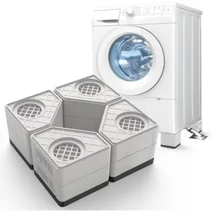 Anti Vibration Pads for Washing Machine, 8 count Washer and Dryer Pedestals Stackable Double Heighten Rubber Anti Vibration Pads, Shock Absorption & Non-Slip Floor Protection for Laundry Room