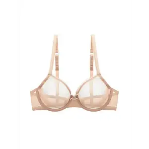 Transparent Mesh Thin Unlined Bra, Breathable Sheer No Pad Knitted Fabric Everyday Intimates Bra, Women's Lingerie & Underwear