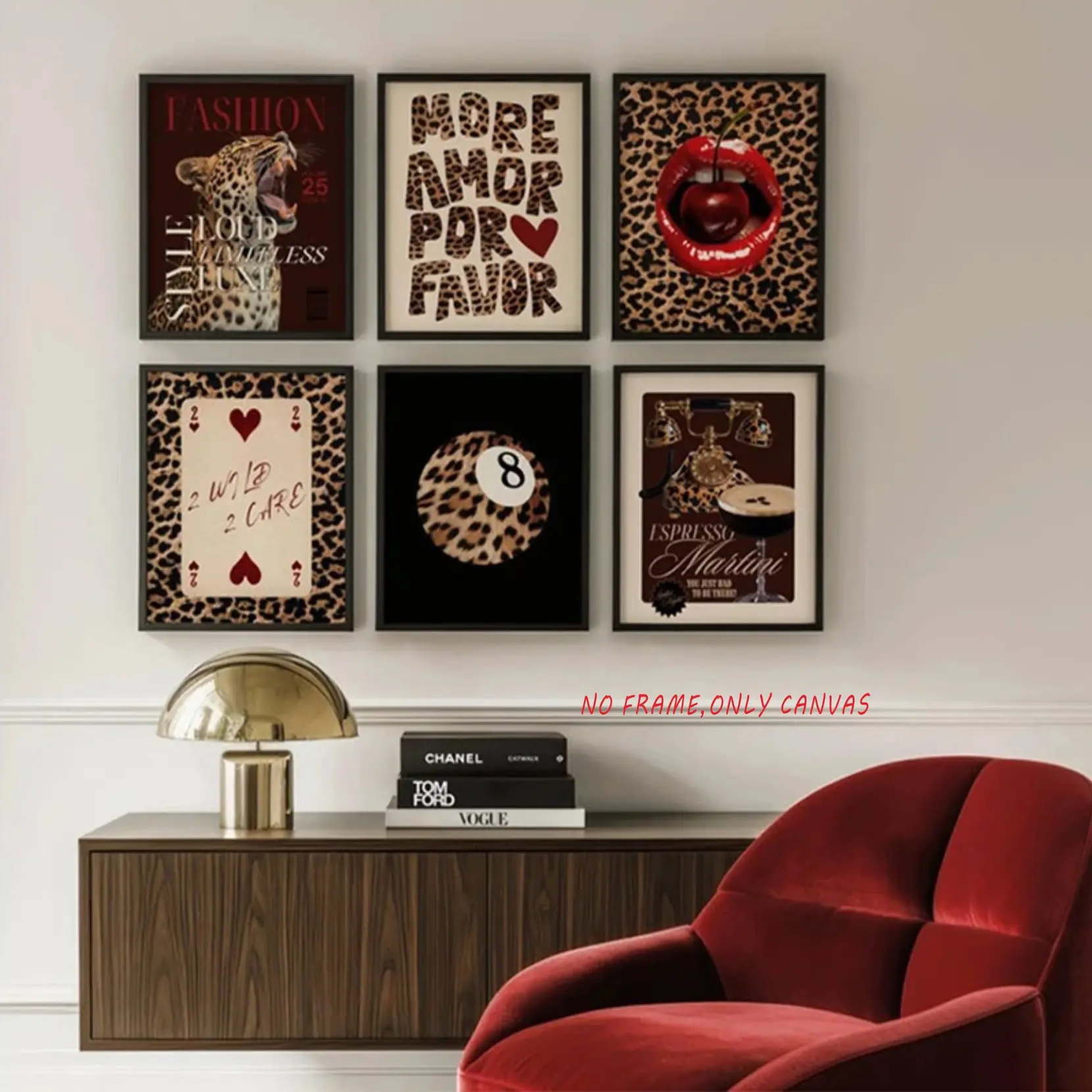 3- or 6-piece set, Home decor products, modern leopard print art theme, suitable for wall decor in bedrooms, living rooms, canvas posters, contemporary home gifts, modern home decoration, artistic, frameless