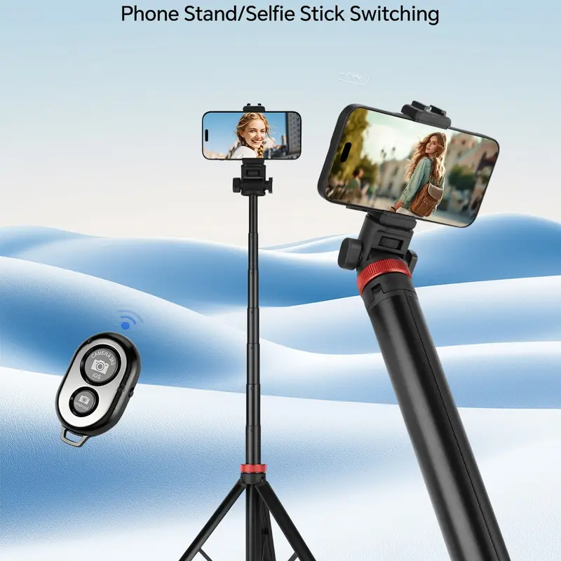 TINKSEN Plastic Adjustable Telescopic Selfie Stick - No Battery Needed, Remote, Stabilizing Mount, Upgraded Extendable Tripod Stand, Hands-Free Phone Holder, Travel Vlogging Gear for iPhone 16/15/14/13 & Android