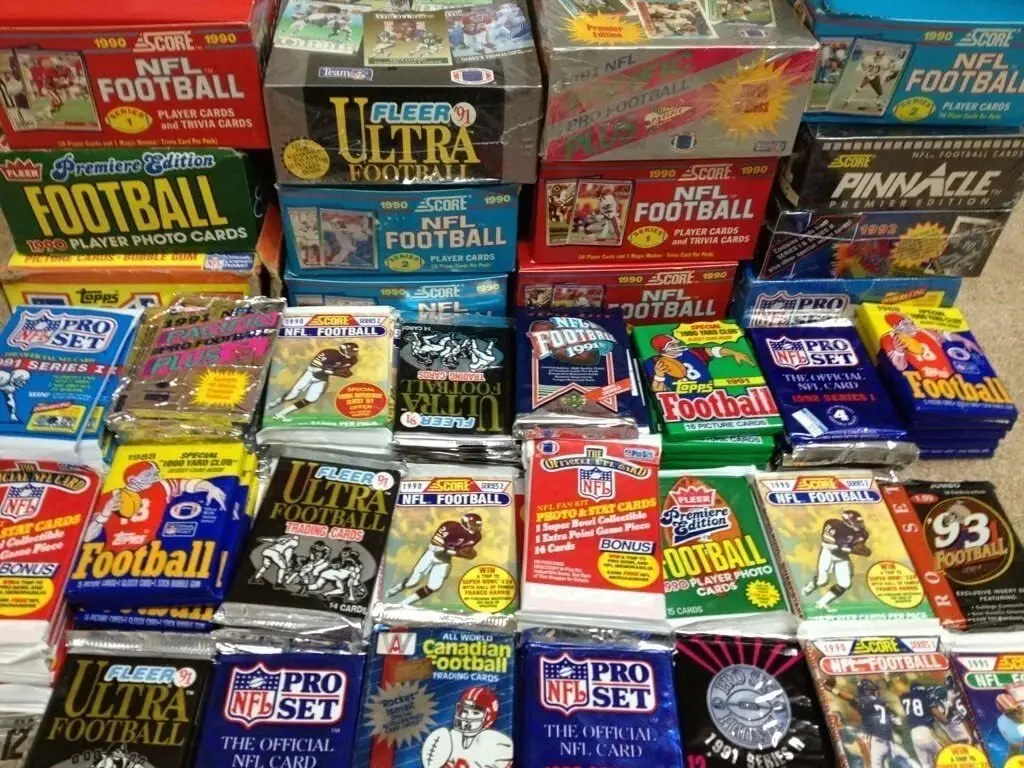 100 Unopened Vintage N F L Football Cards in factory Sealed Wax Packs