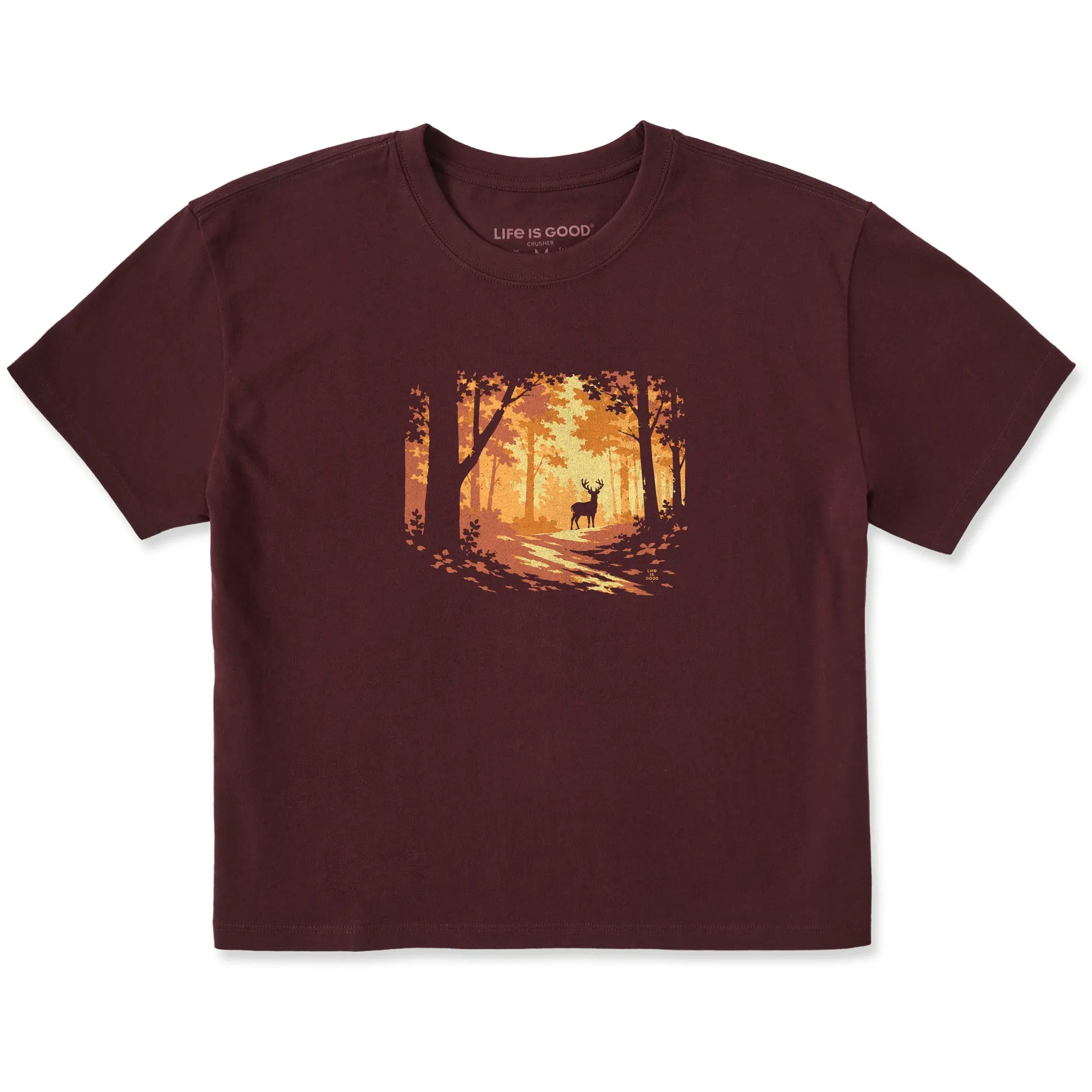 Women's Autumn Woods Deer Short Sleeve Crusher Boxy Tee
