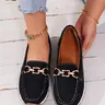 Women's Metal Buckle Thick Sole Low Top Loafers, 2026 New British Style Soft Bottom Lazy Shoes, Comfortable Slip-On Single Shoe Walking Shoes Footwear