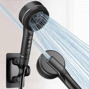 Shower Head Set, 3 Counts/set Including 4 Modes Handheld Shower Head & 1.5m Hose & Punch Free Shower Bracket, Modern Bathroom Shower Equipment, Handheld Shower Combo, Adjustable Hand Shower