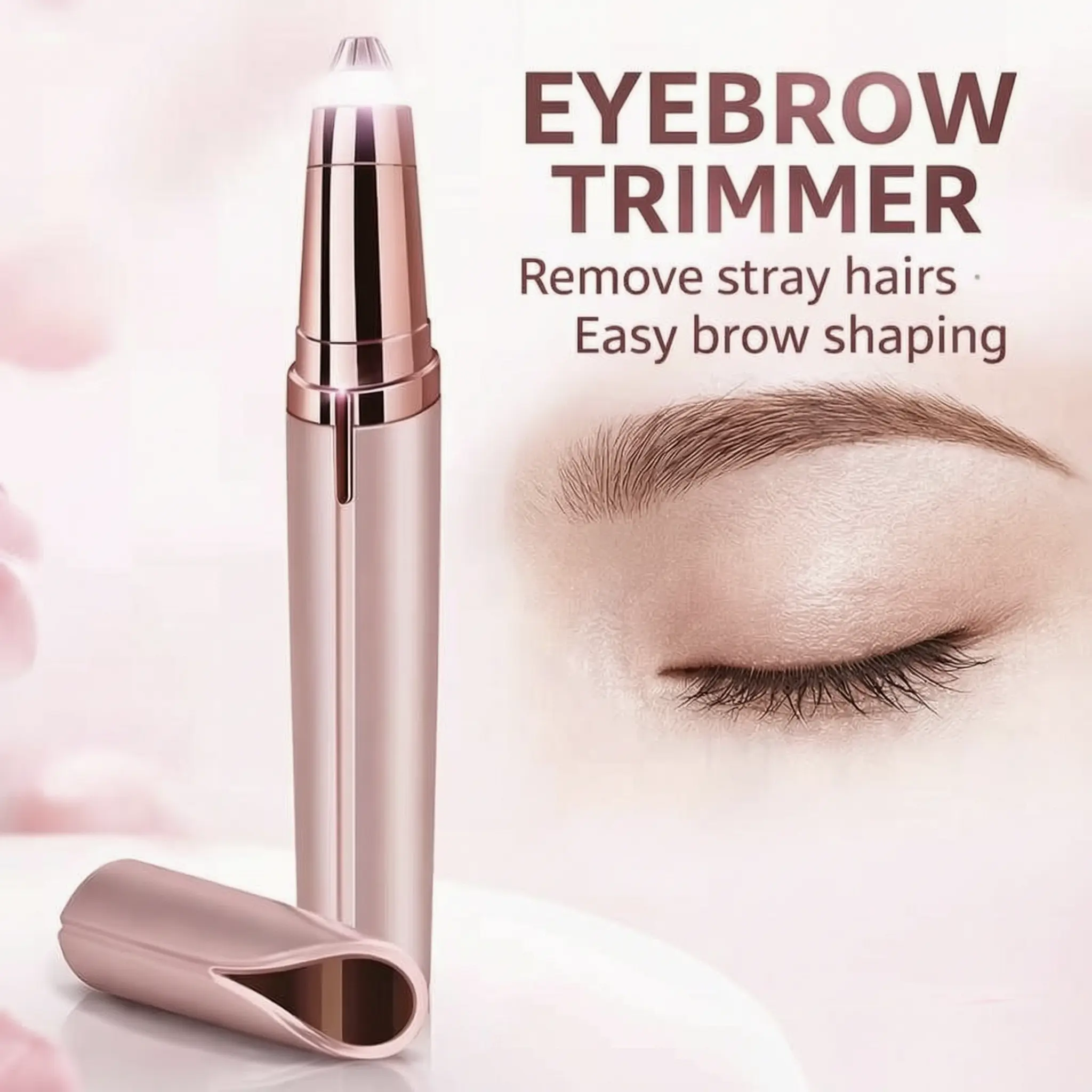 Women's Flawless Electric Eyebrow Trimmer - Cordless Portable Shaver, Mini Facial Shaver, Gold Trimmer for Daily Use, 1 Pack