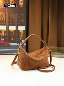2025 autumn and winter new fashion simple solid color small square bag foreign style texture shoulder crossbody woven bag Casual Crossbody Handbag Shoulder Bag