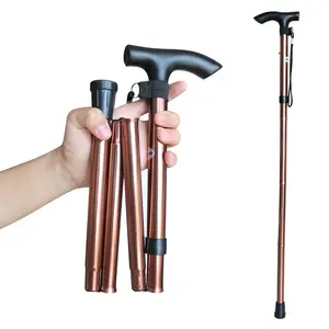 Folding Mountaineering Cane Outdoor Hiking Cane Five-section Retractable Elderly Cane Tourism Climbing Cane Cane