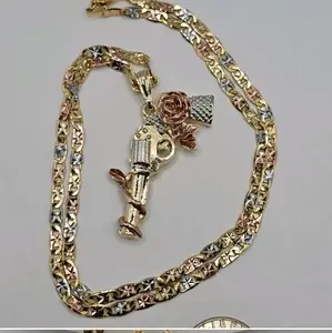 Rose Necklace Fashion Design Three Colors Gold-Plated Chain 24 Inches