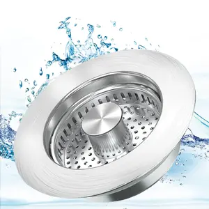 Kitchen Sink Drain Strainer 3 in 1 304 Stainless Steel Pop-UpSink Stopper with Filter Basket, Anti-Clogging Function,Tool-Free Installation