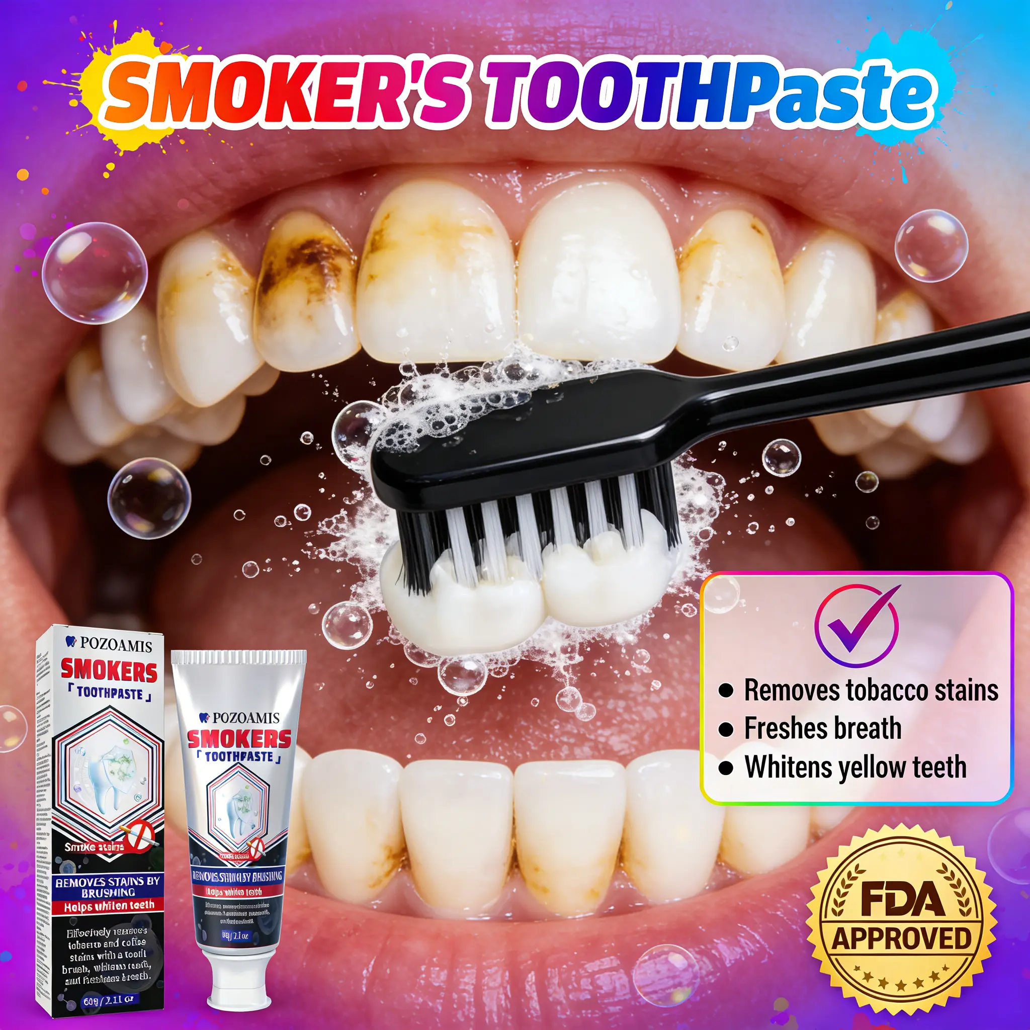 tobacco stain removing toothpaste Travel-Friendly Smokers Whitening Toothpaste, Professional Portable Stain  Remover for Stubborn Yellowing, Deep Cleaning & Fresh