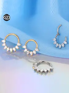 G23 Titanium Daith Clicker Nose Ring, Cz Septum Rings, Cartilage Earring Hoops, Hinged Clicker Body Jewelry, 1 Piece