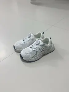 Kids Rotating Buckle Sneakers, Breathable Mesh, Non-Slip Thick Sole, Casual PU Leather Shoes, All Seasons, Less Than Ankle Height, Sneakers For Kids