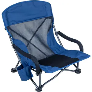 Low Wide Beach Camping Folding Chair with Side Pocket and Carry Bag heavyduty chair chair for folding lawnchair travel folding silla p