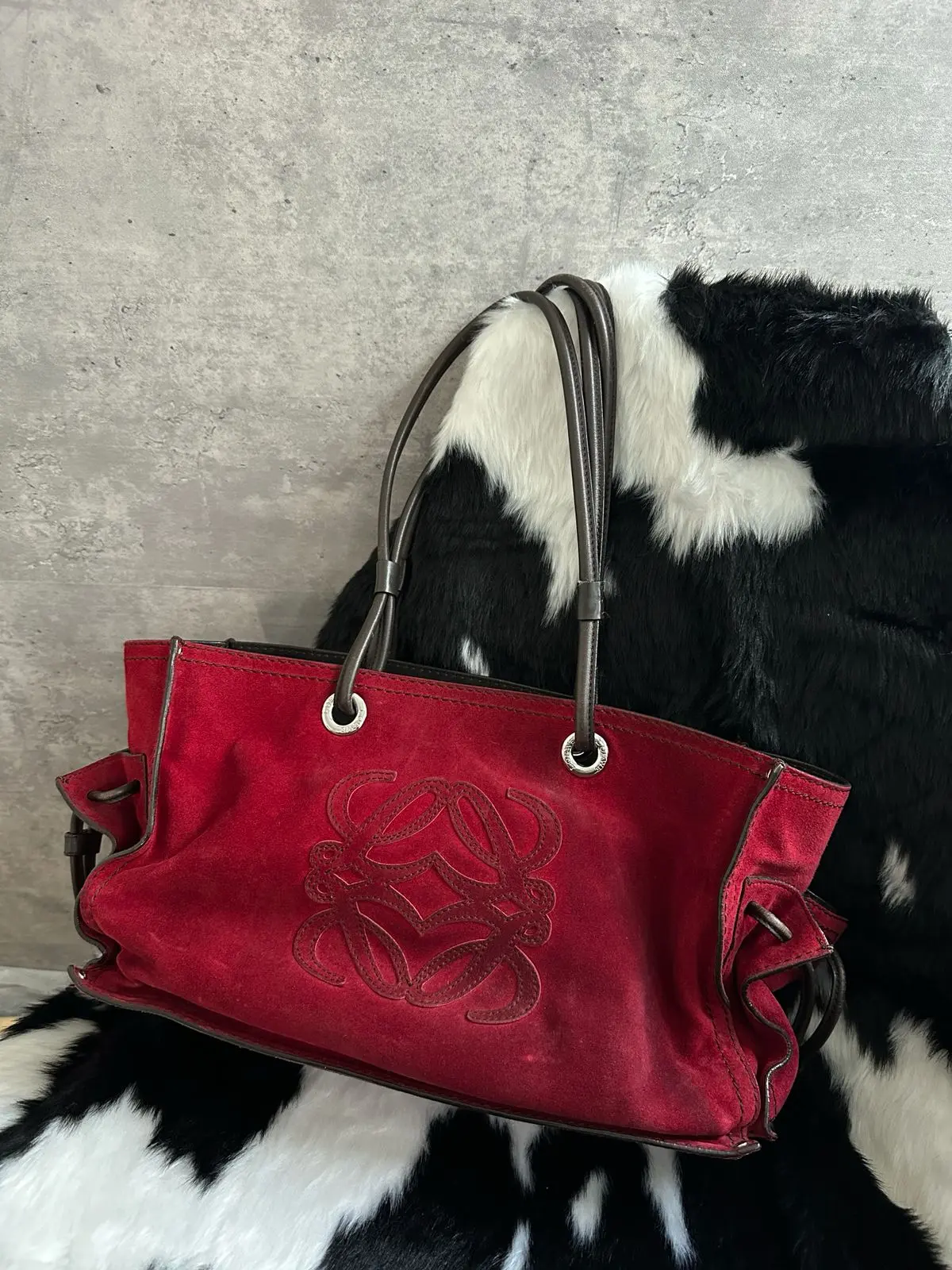 Pre-owned Loewe an shown Tote Bags cowhide suede shopper tote bag MR07012026Z140