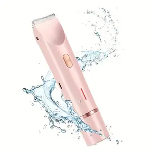 bikinishaver Trimmer for Women, Electric Shaver and Razor Rechargeable 2-in-1 Body and Facial Epilator Dual Heads for Painless Trimming of Pubic Hair Face Underarms and Legs IPX7 Waterproof.  Shaving Grooming clippers Resistant pro use beard lead tiktok