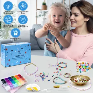 11,000 PCS Clay Beads Bracelet Making Kit with 580+ Charm Kits, Accessories, Scissors, Tweezers, Elastic Strings, Earrings, Ideal Gift for Kids & Adults