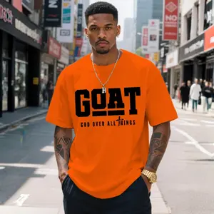 Men's Goat God Over All Things Print Cotton Casual T-Shirt