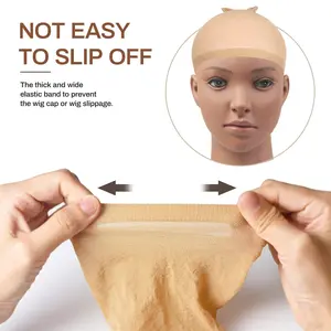 [YTSOQ]2 per pack， Wig Cap Beige, Stretchy Nylon Wig Caps for Women