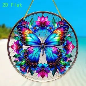 2D Flat Butterfly Acrylic Decorative Wall Decoration, Hanging Art, Home Window Decor, Living Room Bedroom Office, Perfect Birthday Holiday Gift Option, Glass Effect Pattern, Ornaments
