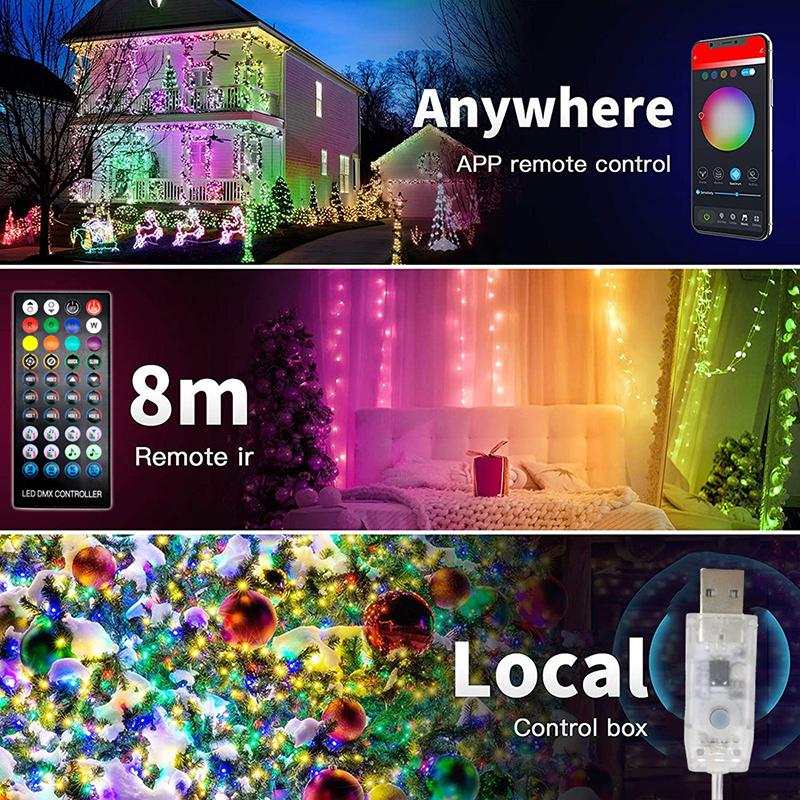Dreamcolor Rgb Led Strip WS2812B Bluetooth Smart String Fairy Lights Christmas Garland Light Waterproof for Party Curtain Room