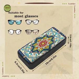 5D Diamond Painting Eyeglasses Case, Bohemian Mandala Hard Shell Sunglasses Storage Box, Portable Protective Glasses Holder for Women Men, Vintage Floral Print
