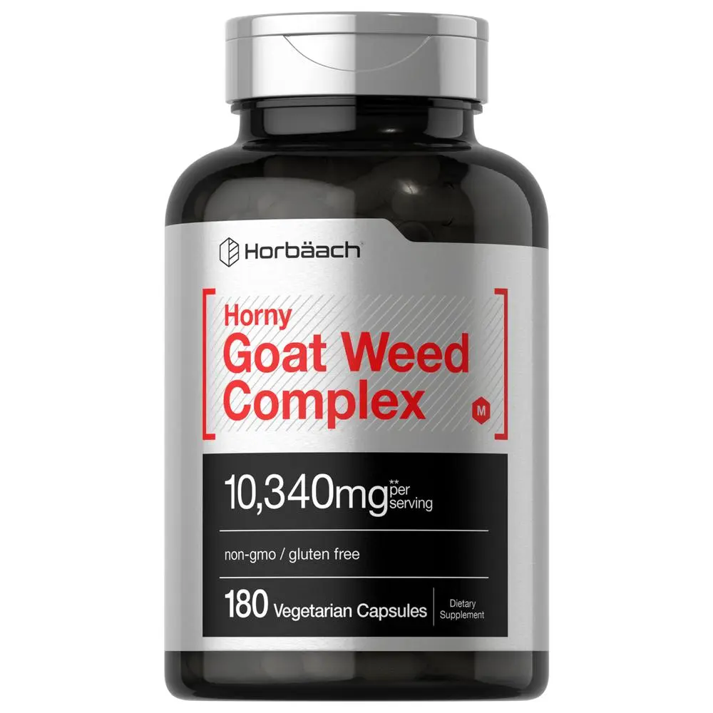Horbäach Horny Goat Weed Complex 10,340 mg - 180 Capsules - Vegetarian, Non-GMO, and Gluten Free Formula Horbäach Horny Goat Weed Complex 10,340 mg - 180 Capsules - Vegetarian, Non-GMO, and Gluten Free Formula