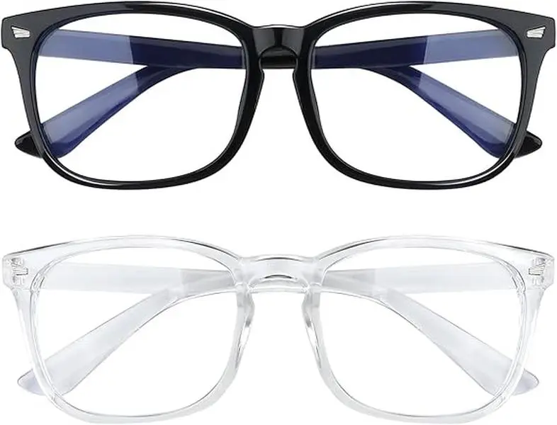 2 Pack Blue Light Blocking Glasses Fashion Square Eyeglasses, Anti UV Ray Computer Gaming Glasses Blue Blockers for Women/Men Eye Strain