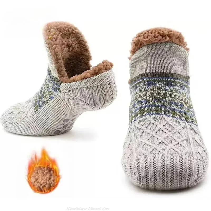 Fluffy Slippers for Men & Women, Thick Coral Fleece Lined Ankle-Style with Character Theme, Bow & Non-Slip Soles, Casual, Christmas, Birthday, Slipper Socks, Compression Stockings, Twist, Silicon, Non Slip Design, Unisex, Fluffy Home Slippers