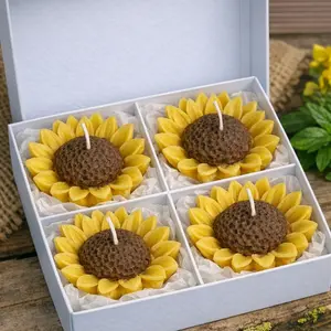 Natural Sunflower Tealight Candles Perfect for decoration, spring home vibes and cozy décor, Natural soy wax
