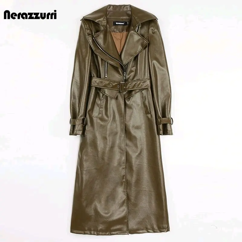 Nerazzurri Spring Runway White Long Leather Trench Coats - TikTok Shop