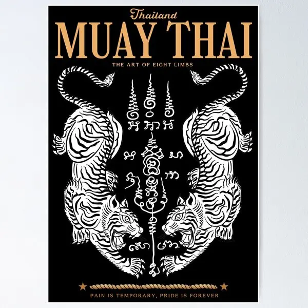 Classic Muay Thai Twin Tiger POSTER UNFRAMED