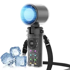 Handheld Portable Turbo Fan With Cold Compress, 135° Adjustable 199 Speed with Flashlight/SOS, 4000mAh USB Rechargeable Foldable Fan for Travel/Outdoor/Vacation/Concerts