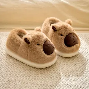 Fuzzy Capybara House Slippers for Women Men Warm Non-Slip Slippers Cute Animal Design Soft Thick Sole Cozy Plush Slippers Fashion Indoor Slippers for Fall Winter Spring Footwear Shoe Shoe Slide