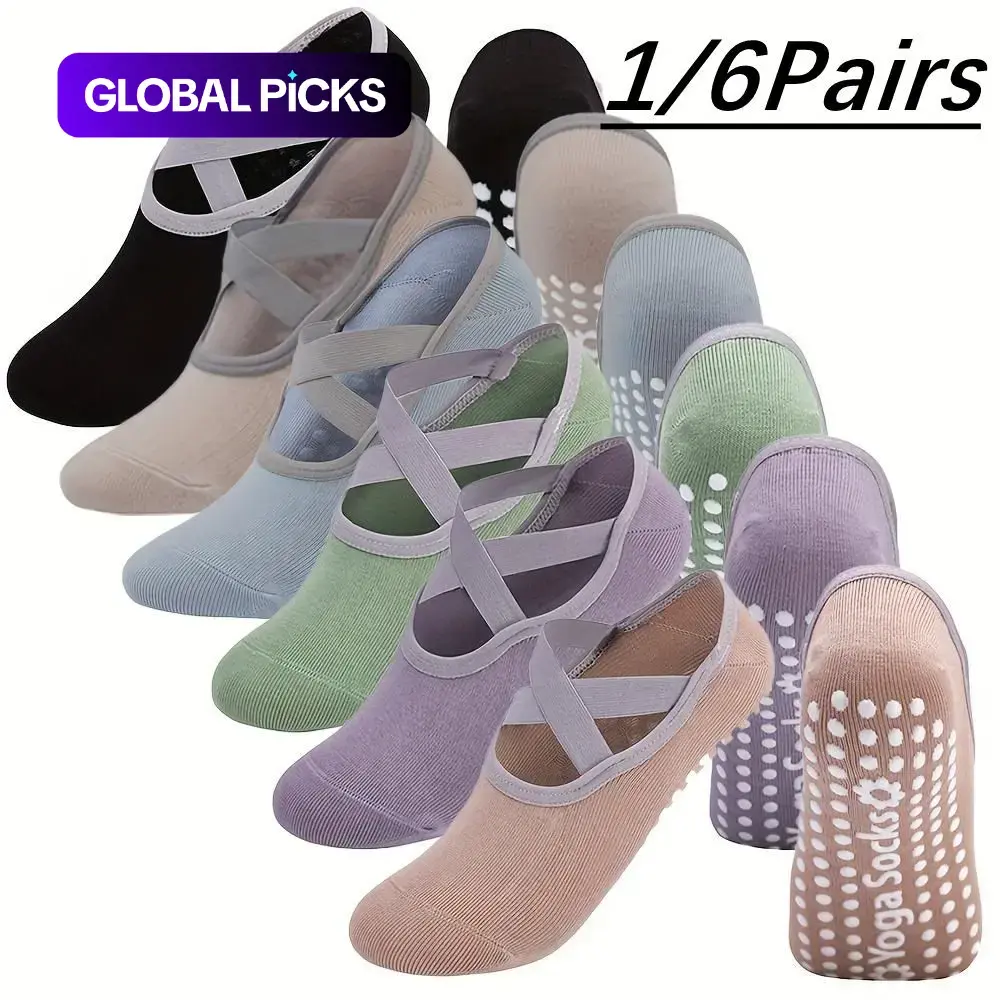 Yoga Socks, 1/6 Pairs Women's Short Boat Socks for Pilates, Fitness, Dance & Indoor Activities, Silicone Anti-Slip Soles, Breathable Moisture-Wicking Soft Fabric, Comfortable Polyester #GLOBAL PICKS