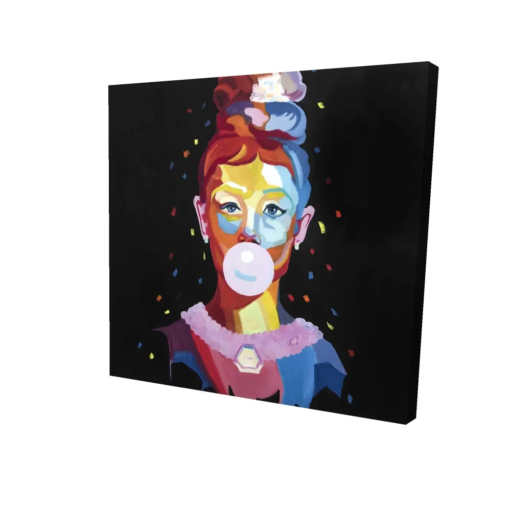 Begin Home Decor 2080-2424-FI68 24 x 24 in. Colorful Audrey Hepburn Portrait Canvas - Blue Modern Home Decor