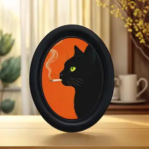 Funny Cat Wall Art, Framed Decorative Painting, Wooden Wall Art, Unique Home Kitchen Office Decoration, Fun Gift, Holiday Gift