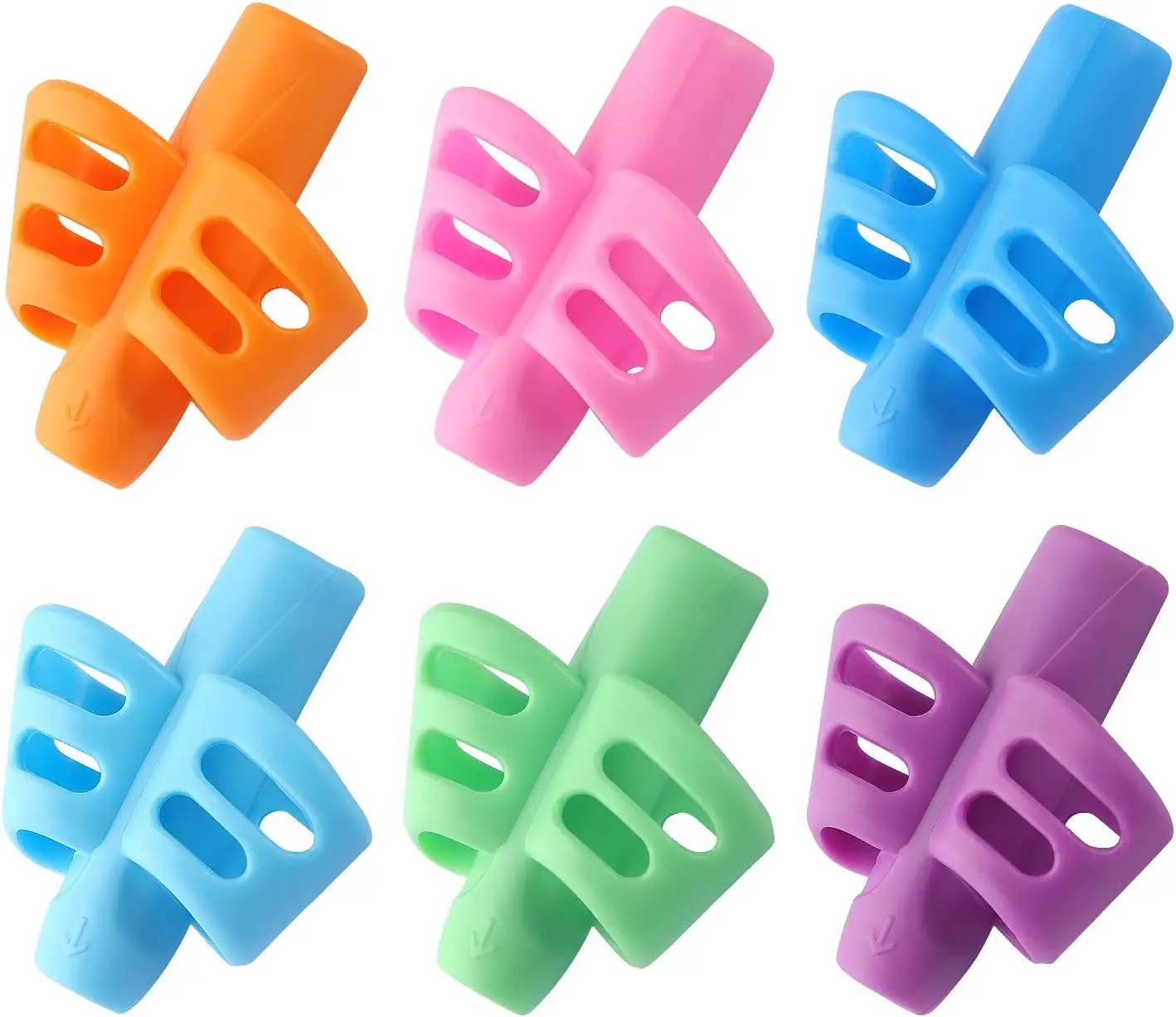 6 Pack Silicone Pencil Grips for Kids, Pencil Grip Writing Aid for Handwriting, Ergonomic Pencil Grippers for Right & Left Handed Children, Toddlers & Special Needs