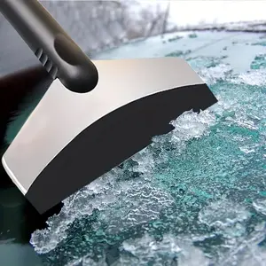 1PC Stainless steel snow shovel for automobiles with Handle, multifunctional defrosting and snow scraping device, winter ice scraping tool that does not damage glass snow brush