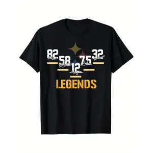 Vintage Pittsburgh Football Legends Signature Cotton Tee Trendy Street Style Short Sleeve Top For Casual Summer Wear