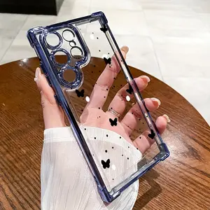 Black Butterfly with Ink Dot for Samsung Phone Cases S25/S24 Plus/S24 Ultra/S24 FE/Samsung S23/Samsung S23+/Samsung S23 Ultra/ Fashion High-Quality Protective Mobile Phone Shell Ultra/Cover Protector