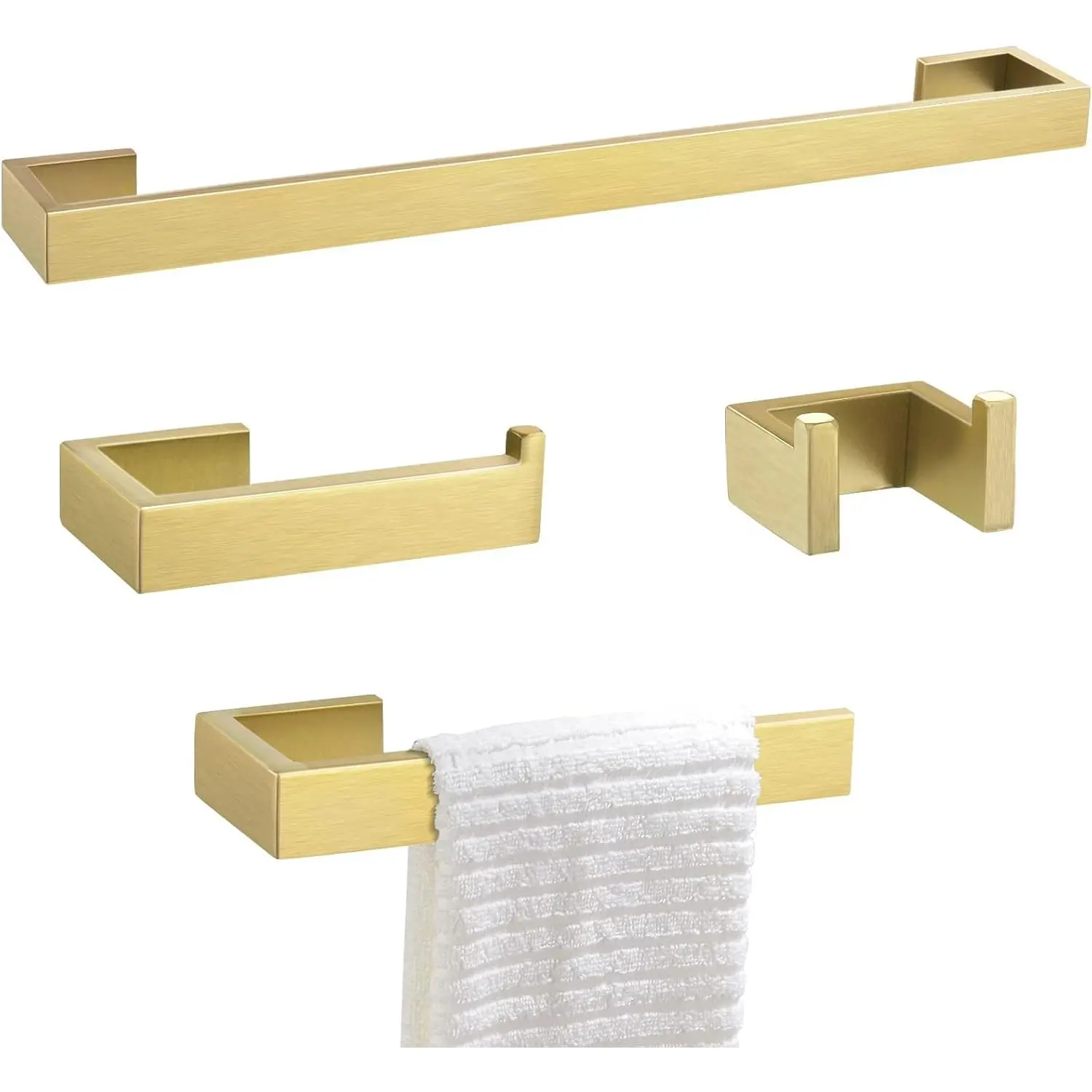 Towel Bar Set 4 count Bathroom Hardware Set Wall Mounted Stainless Steel,Towel Bar+Towel Holder+Towel Hook+Toilet Paper Holder,23.6 inch